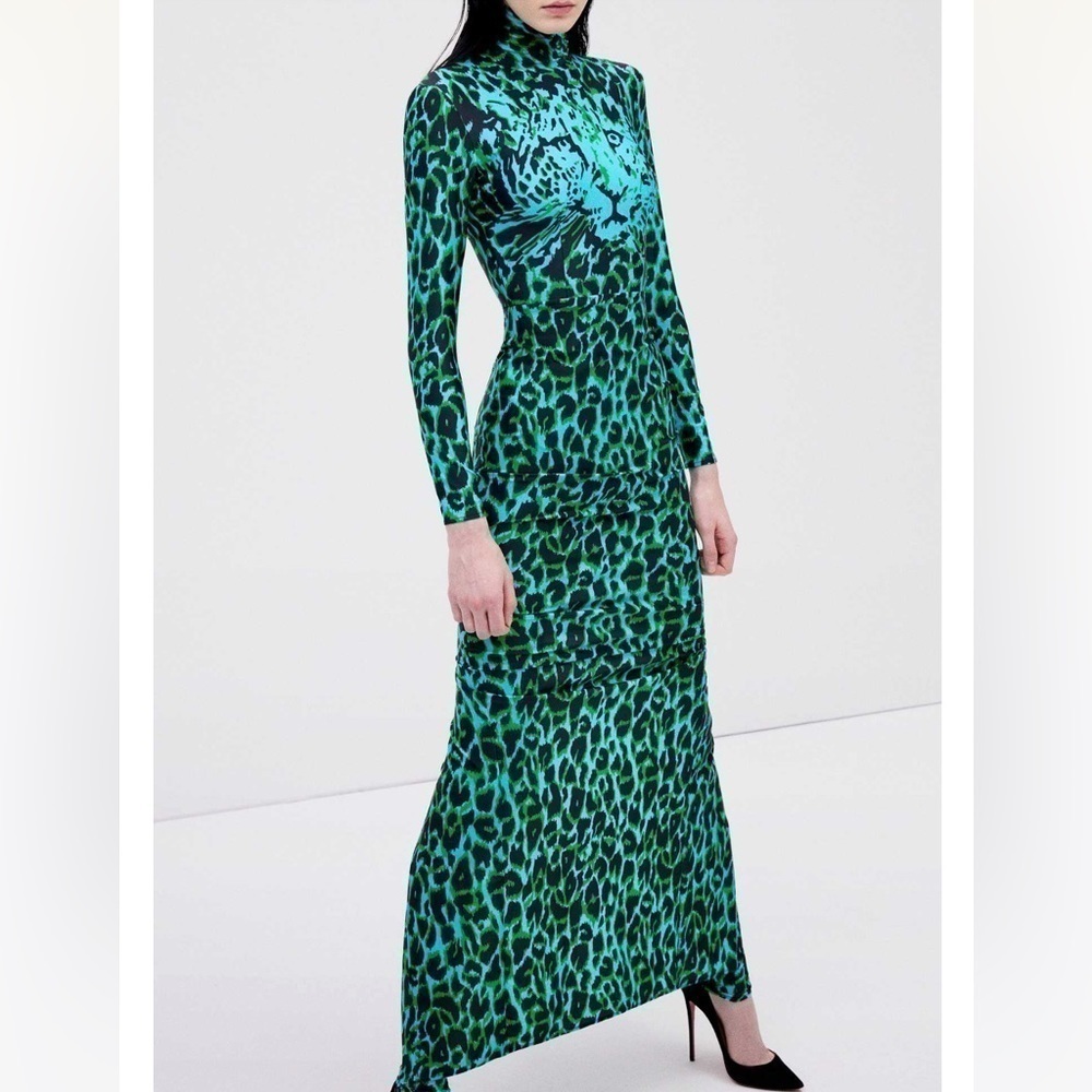 Alex Perry Mason Printed Jersey Turtleneck Maxi Dress